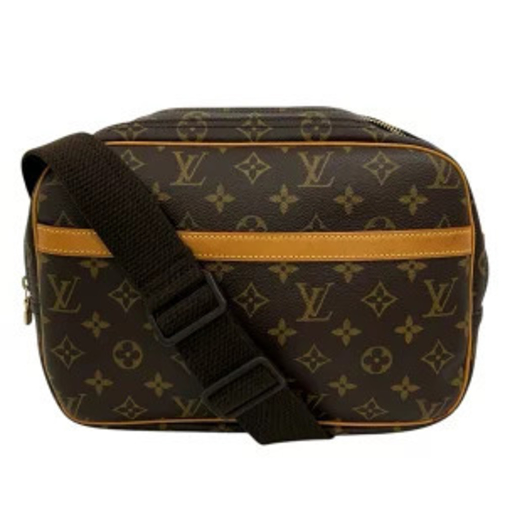 Louis Vuitton Reporter Monogram Canvas Shoulder Bag Brown